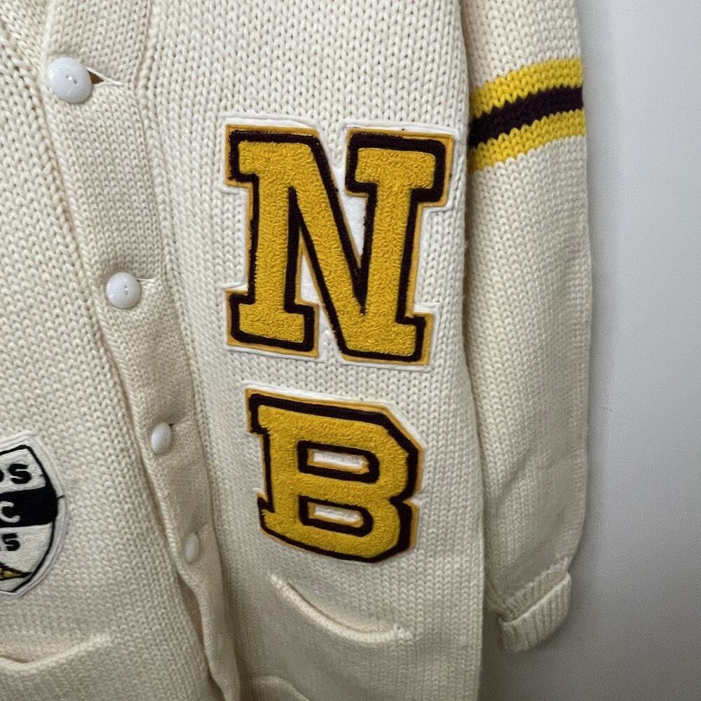 VTG 60s Letterman Cream Cardigan Varsity Letter Sweater Track Running Champs 42 - Picture 3 of 16
